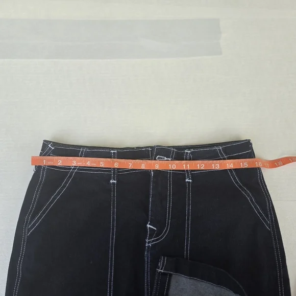 True Religion Black Denim Contrast Stitch Maxi Skirt | Cargo Pocket | Size 27 - Picture 11 of 14